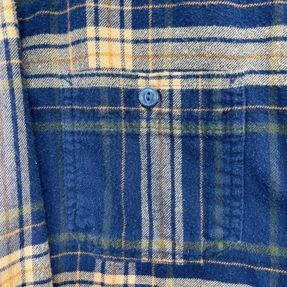 J.Crew Flannel Shirt Adult Medium Yellow Blue Rustic Plaid Outdoors‎ mens
